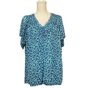 Coldwater Creek Teal and Blue Blouse 1X/18